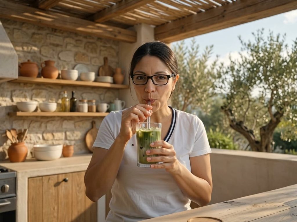 Receta refrescante de un matcha latte